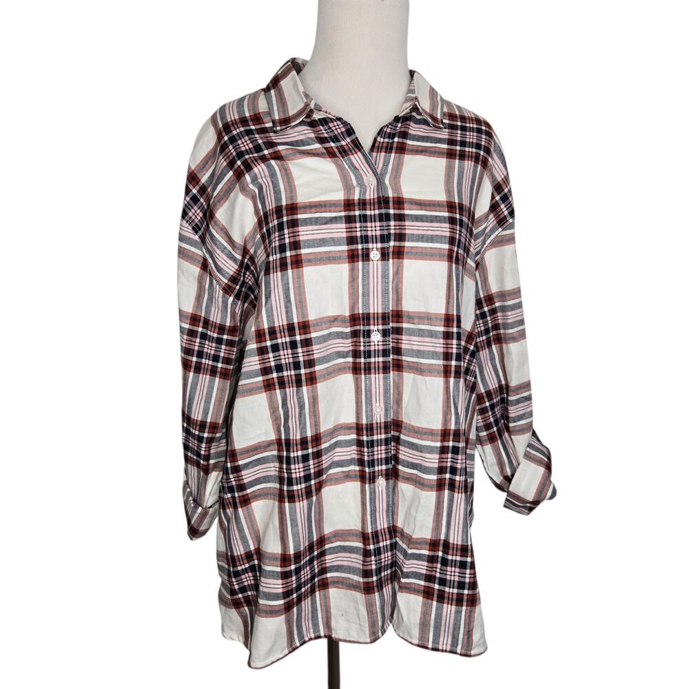 NWT Barbour Bethwin Shirt Oversized Coastal Capsule Plaid Cloud Check Women 12